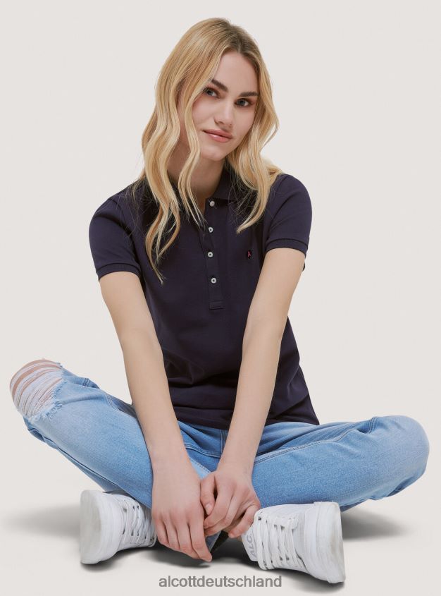 Kleidung de Alcott Frauen Poloshirt aus Baumwollpiqué mit Stickerei Weiß 88J68R344