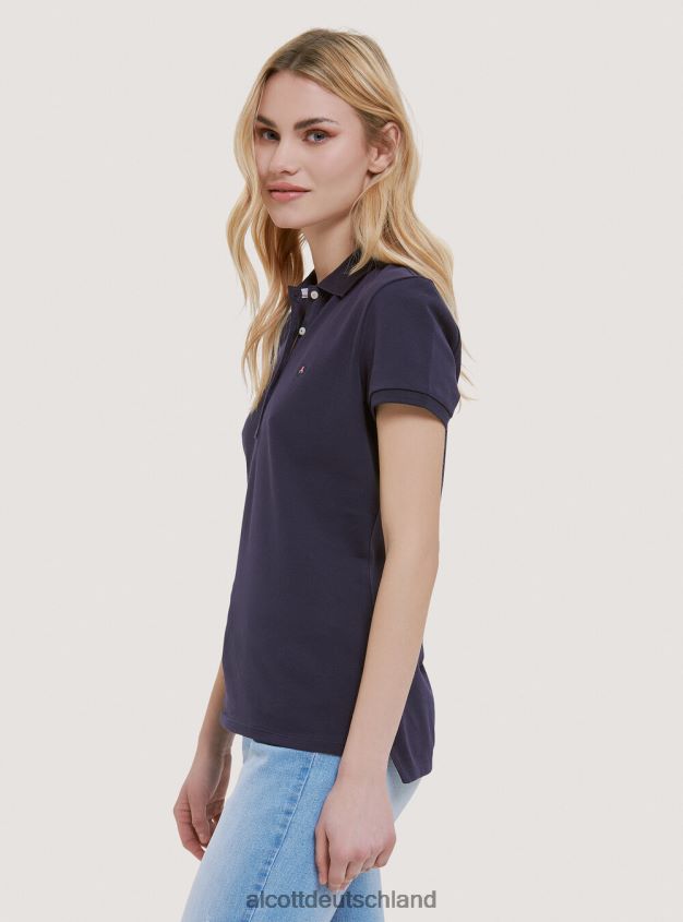 Kleidung de Alcott Frauen Poloshirt aus Baumwollpiqué mit Stickerei Weiß 88J68R344