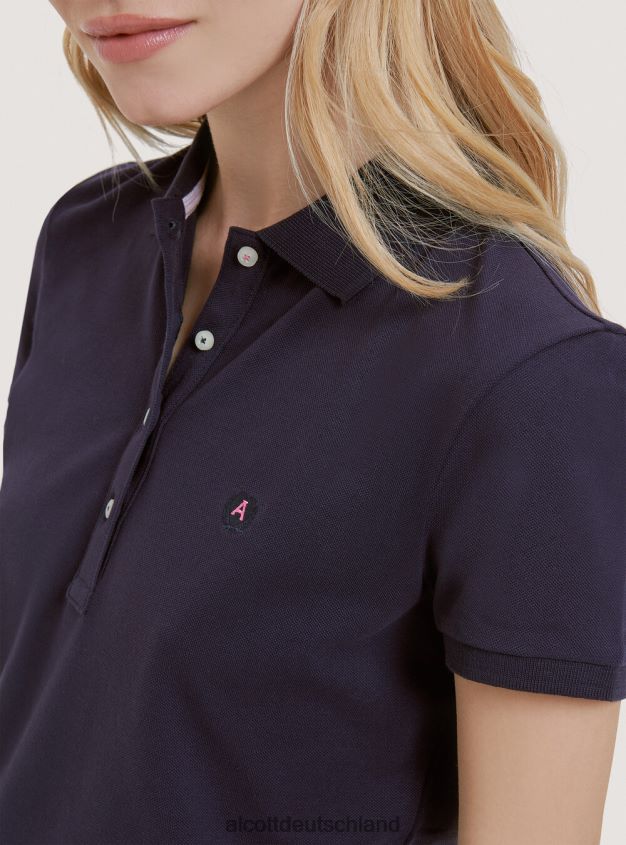 Kleidung de Alcott Frauen Poloshirt aus Baumwollpiqué mit Stickerei Weiß 88J68R344