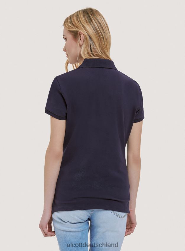 Kleidung de Alcott Frauen Poloshirt aus Baumwollpiqué mit Stickerei Weiß 88J68R344