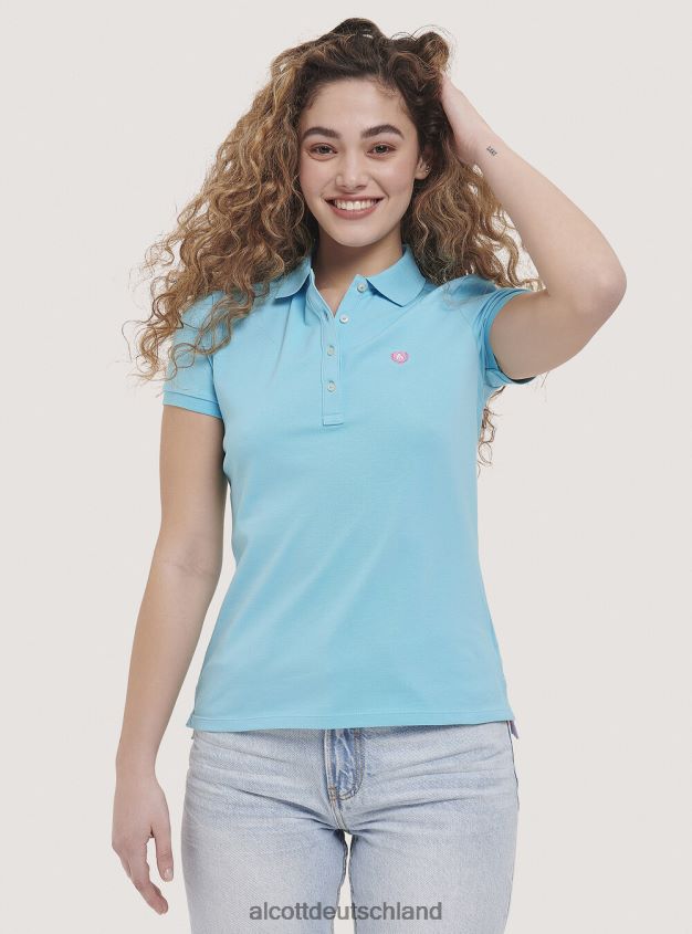 Kleidung de Alcott Frauen Poloshirt aus Baumwollpiqué mit Stickerei Weiß 88J68R412