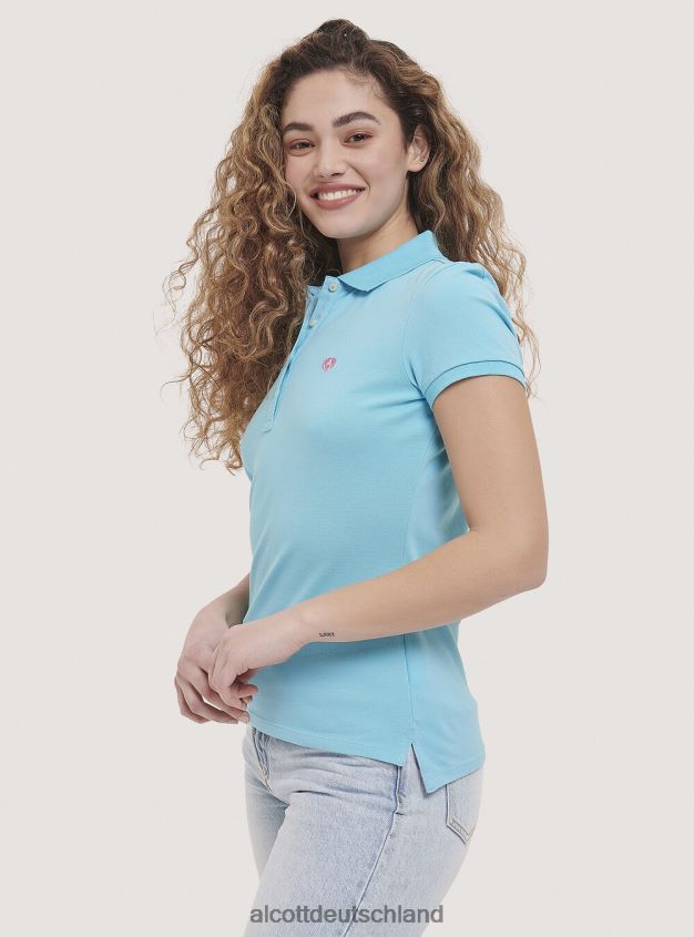 Kleidung de Alcott Frauen Poloshirt aus Baumwollpiqué mit Stickerei Weiß 88J68R412