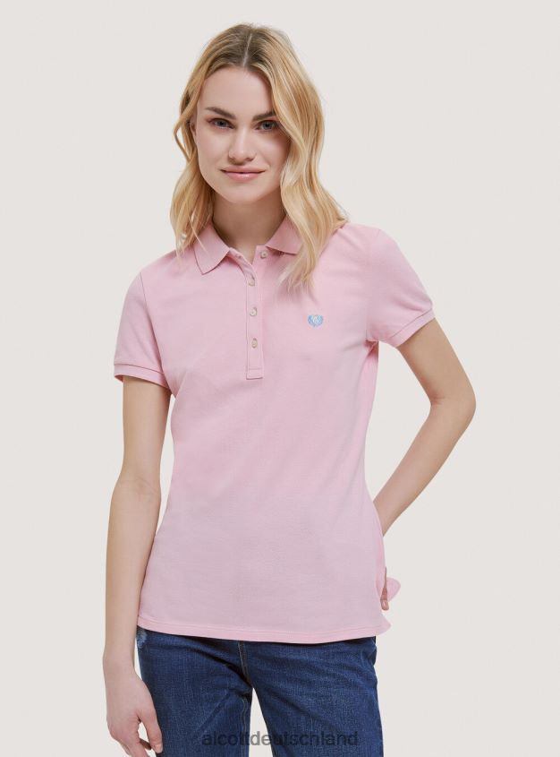 Kleidung de Alcott Frauen Poloshirt aus Baumwollpiqué mit Stickerei Weiß 88J68R493