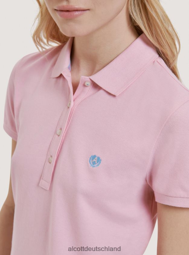 Kleidung de Alcott Frauen Poloshirt aus Baumwollpiqué mit Stickerei Weiß 88J68R493