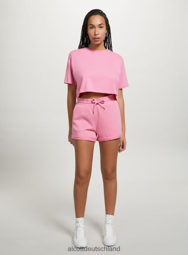 Kleidung de Alcott Frauen Baumwollshorts mit Rollverschluss und Kordelzug bk1 schwarz 88J68R137