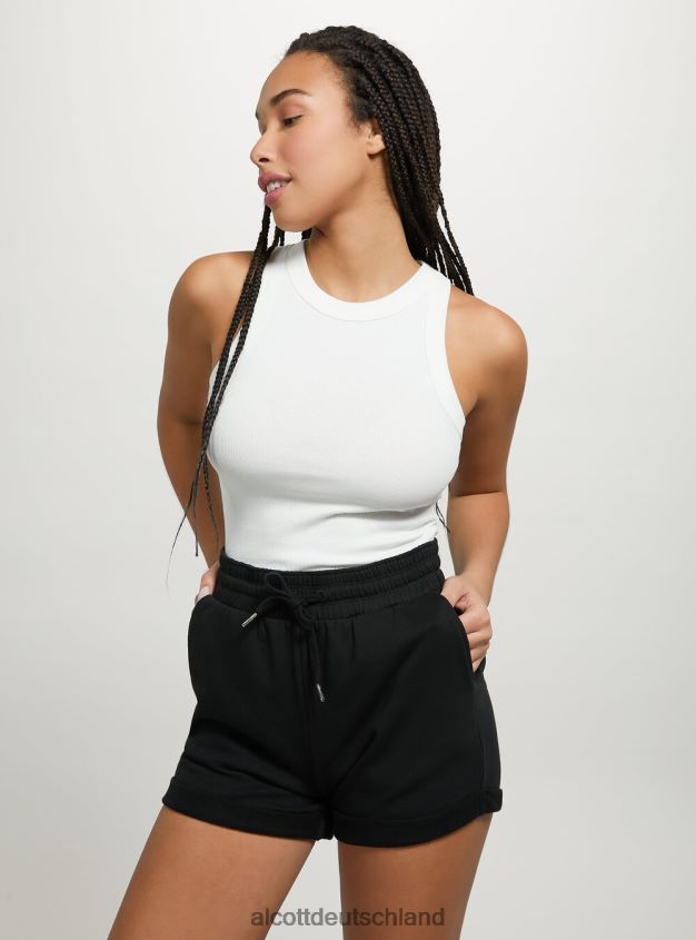 Kleidung de Alcott Frauen Baumwollshorts mit Rollverschluss und Kordelzug bk1 schwarz 88J68R300