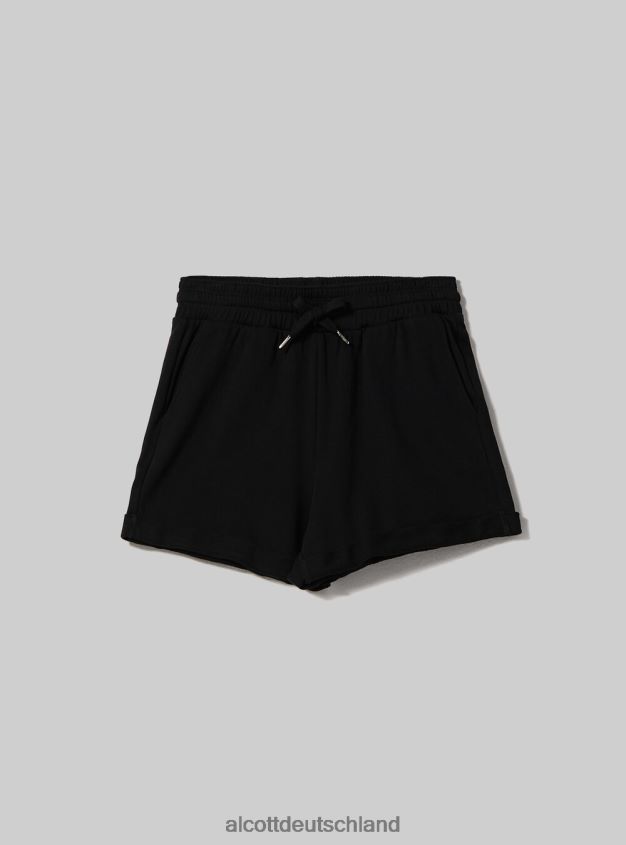 Kleidung de Alcott Frauen Baumwollshorts mit Rollverschluss und Kordelzug bk1 schwarz 88J68R300