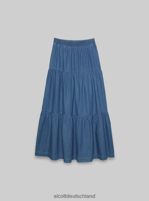 Kleidung de Alcott Frauen Jeans-Midirock d005 hellblau 88J68R125