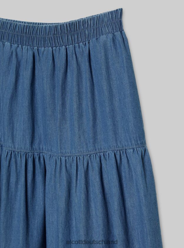 Kleidung de Alcott Frauen Jeans-Midirock d005 hellblau 88J68R125