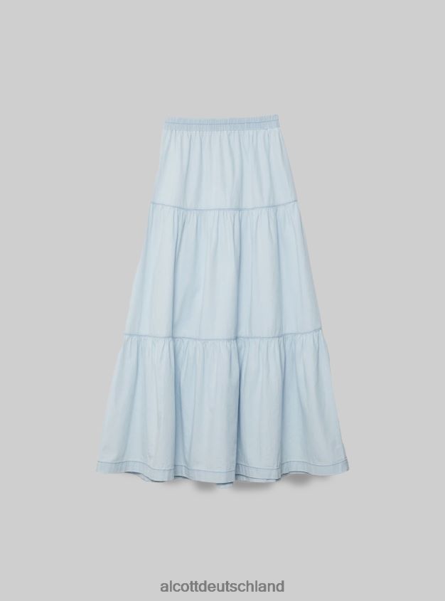 Kleidung de Alcott Frauen Jeans-Midirock d005 hellblau 88J68R367