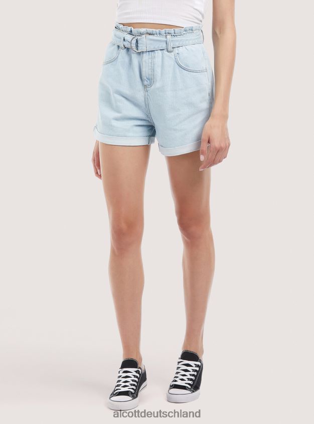 Kleidung de Alcott Frauen Jeansshorts mit Riemen d007 helles Azurblau 88J68R220