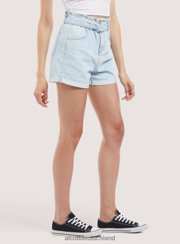 Kleidung de Alcott Frauen Jeansshorts mit Riemen d007 helles Azurblau 88J68R220
