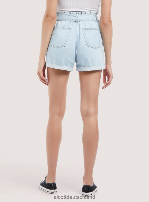 Kleidung de Alcott Frauen Jeansshorts mit Riemen d007 helles Azurblau 88J68R220