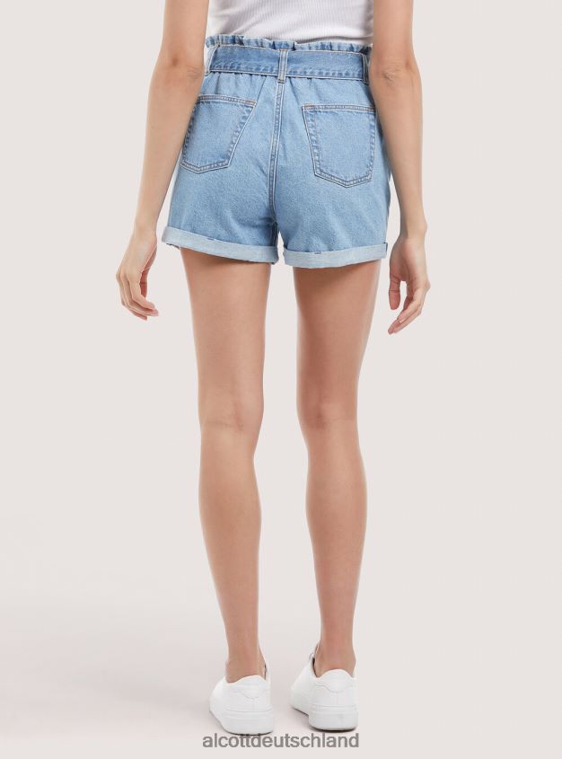 Kleidung de Alcott Frauen Jeansshorts mit Riemen d007 helles Azurblau 88J68R332