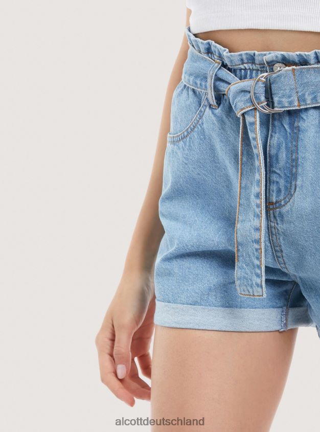 Kleidung de Alcott Frauen Jeansshorts mit Riemen d007 helles Azurblau 88J68R332
