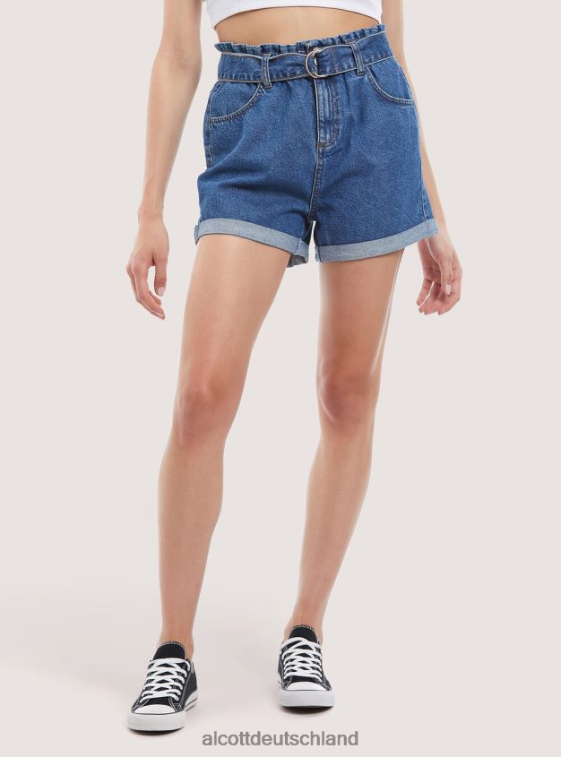 Kleidung de Alcott Frauen Jeansshorts mit Riemen d007 helles Azurblau 88J68R399
