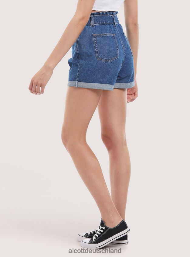 Kleidung de Alcott Frauen Jeansshorts mit Riemen d007 helles Azurblau 88J68R399