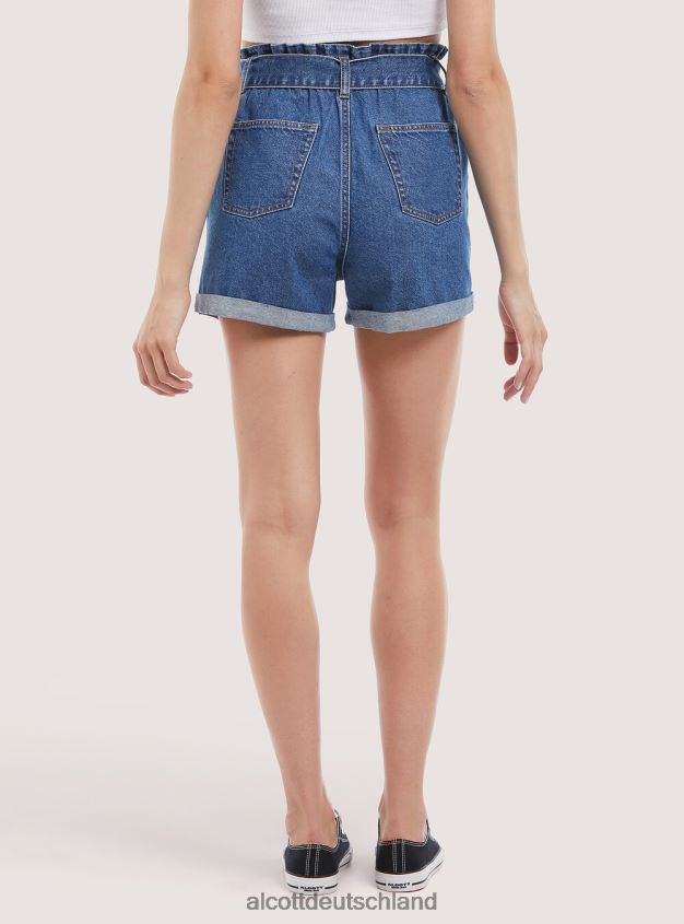 Kleidung de Alcott Frauen Jeansshorts mit Riemen d007 helles Azurblau 88J68R399