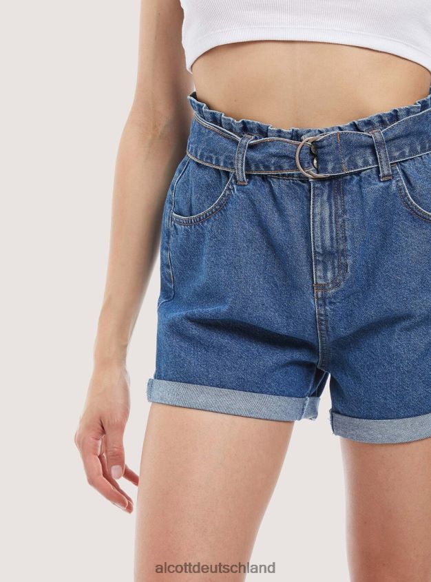 Kleidung de Alcott Frauen Jeansshorts mit Riemen d007 helles Azurblau 88J68R399