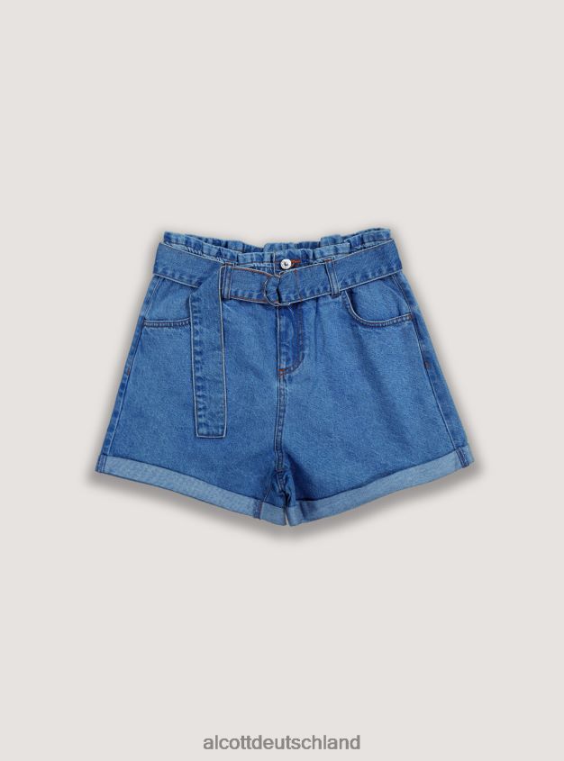 Kleidung de Alcott Frauen Jeansshorts mit Riemen d007 helles Azurblau 88J68R399