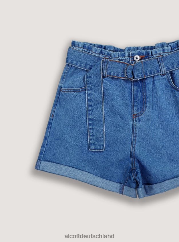Kleidung de Alcott Frauen Jeansshorts mit Riemen d007 helles Azurblau 88J68R399