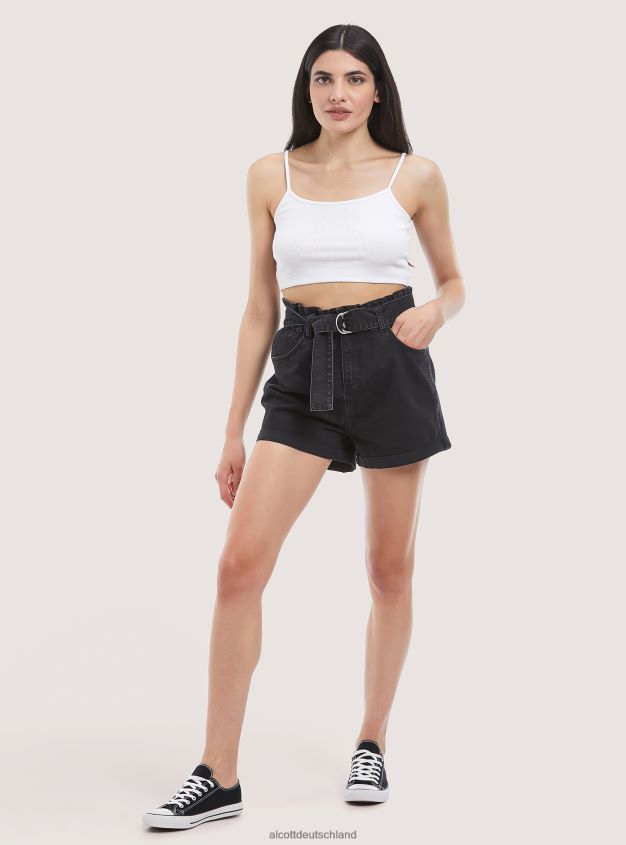 Kleidung de Alcott Frauen Jeansshorts mit Riemen d007 helles Azurblau 88J68R515