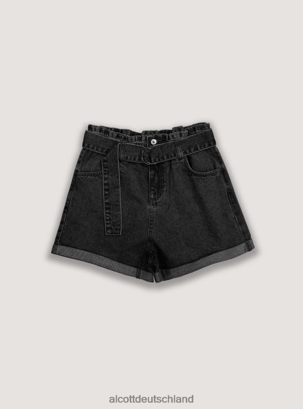 Kleidung de Alcott Frauen Jeansshorts mit Riemen d007 helles Azurblau 88J68R515