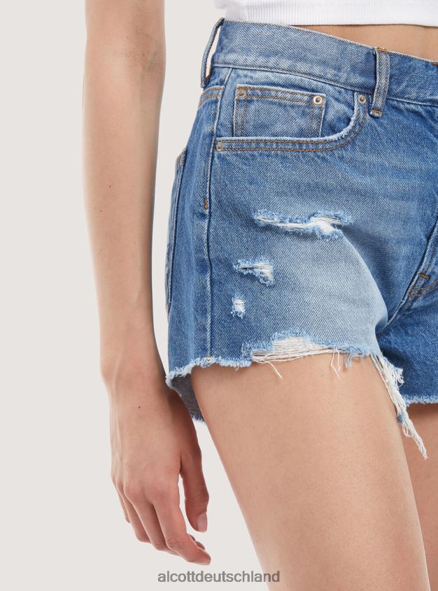 Kleidung de Alcott Frauen Jeansshorts mit Rissen d003 mittelblau 88J68R116