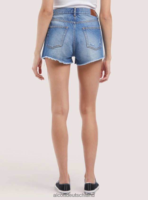 Kleidung de Alcott Frauen Jeansshorts mit Rissen d003 mittelblau 88J68R116