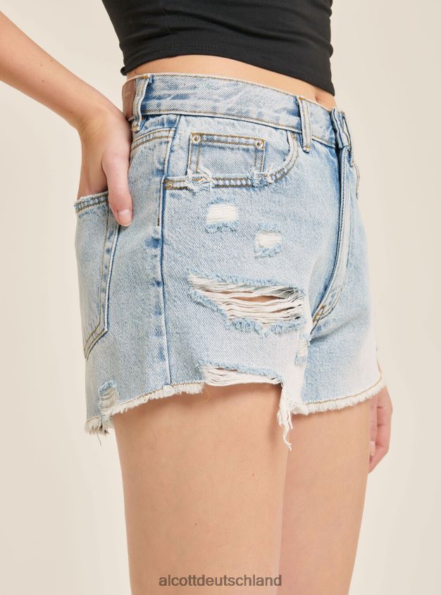 Kleidung de Alcott Frauen Jeansshorts mit Rissen d003 mittelblau 88J68R128