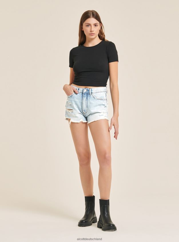 Kleidung de Alcott Frauen Jeansshorts mit Rissen d003 mittelblau 88J68R371