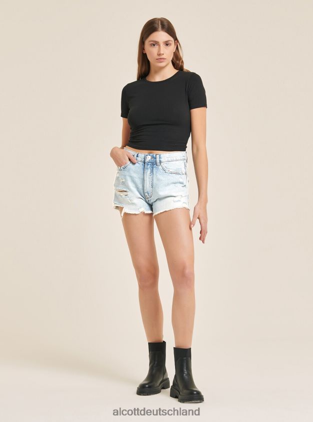 Kleidung de Alcott Frauen Jeansshorts mit Rissen d003 mittelblau 88J68R371