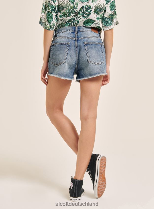 Kleidung de Alcott Frauen Jeansshorts mit Rissen d003 mittelblau 88J68R459