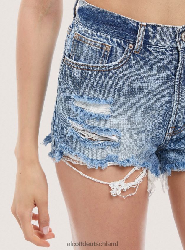 Kleidung de Alcott Frauen Jeansshorts mit Rissen d003 mittelblau 88J68R510
