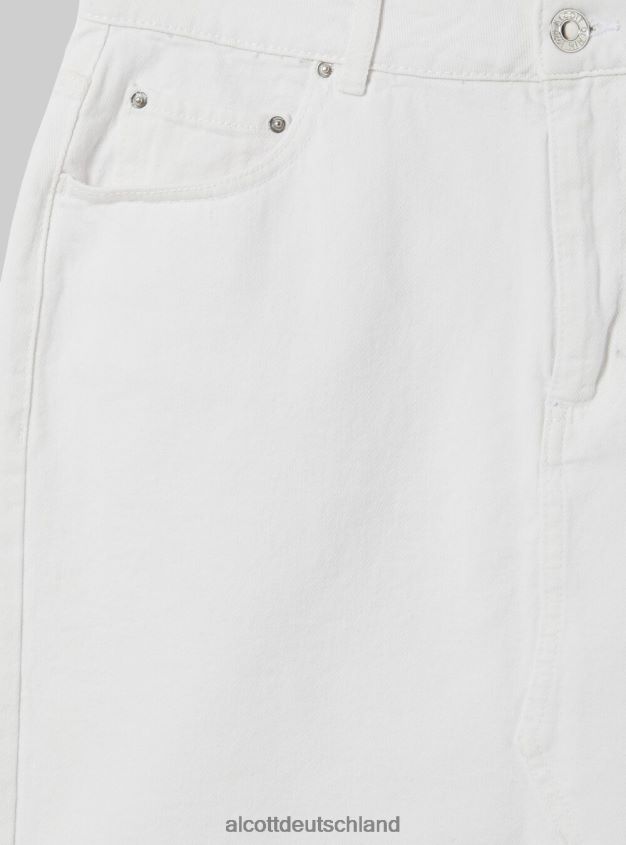 Kleidung de Alcott Frauen Roh geschnittener Jeansrock Weiß 88J68R434