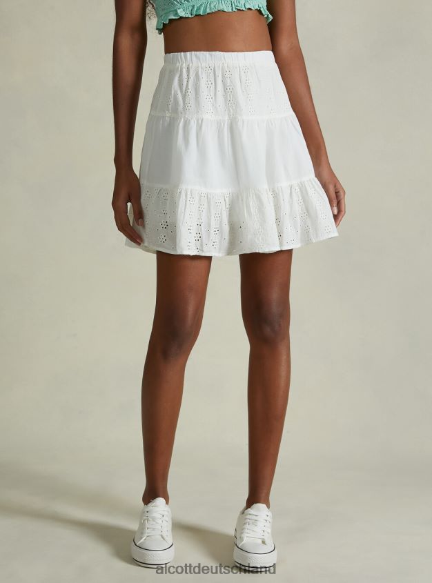 Kleidung de Alcott Frauen Sangallo-Spitzenrock wh2 weiß 88J68R303