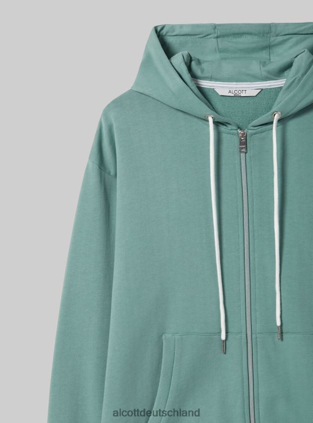 Kleidung de Alcott Frauen Basic-Sweatshirt aus Baumwolle mit Reißverschluss und Kapuze azurblau 88J68R100