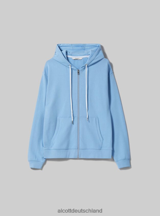 Kleidung de Alcott Frauen Basic-Sweatshirt aus Baumwolle mit Reißverschluss und Kapuze azurblau 88J68R67