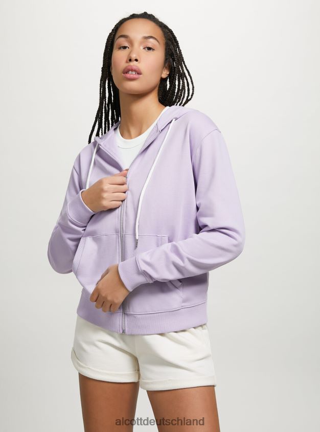 Kleidung de Alcott Frauen Basic-Sweatshirt aus Baumwolle mit Reißverschluss und Kapuze azurblau 88J68R72