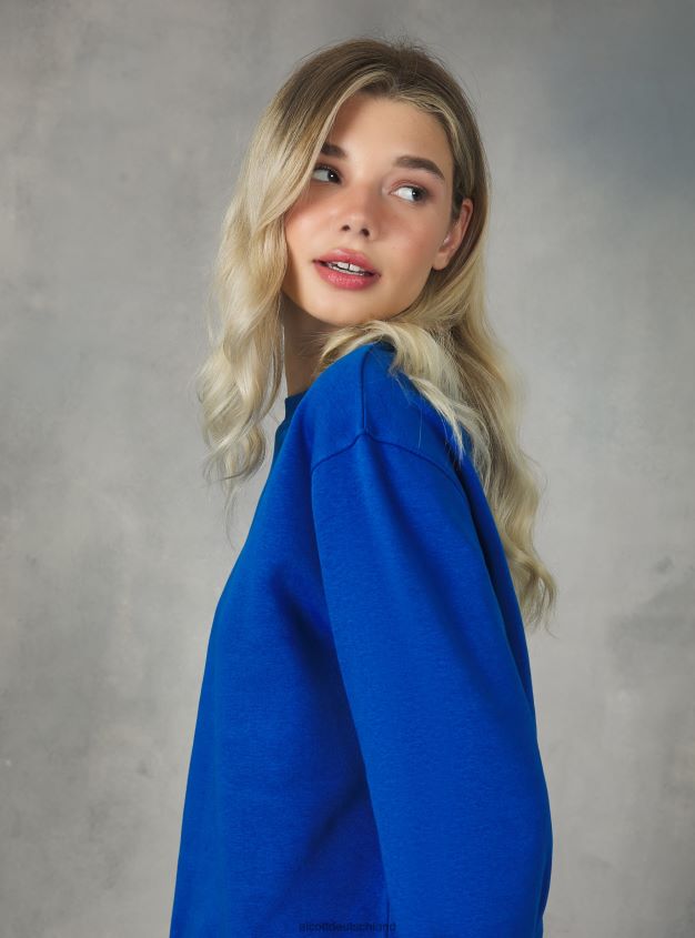 Kleidung de Alcott Frauen Baumwoll-Sweatshirt mit Rundhalsausschnitt bk1 schwarz 88J68R433