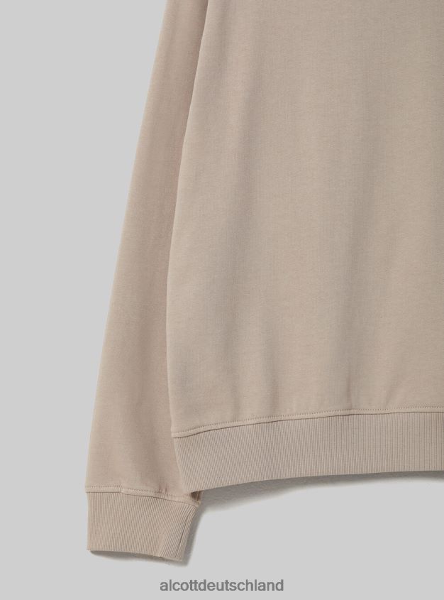 Kleidung de Alcott Frauen Einfarbiges Sweatshirt mit Rundhalsausschnitt aus Baumwolle wh2 weiß 88J68R101