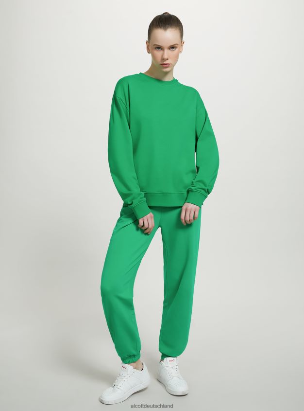 Kleidung de Alcott Frauen Einfarbiges Sweatshirt mit Rundhalsausschnitt aus Baumwolle wh2 weiß 88J68R73