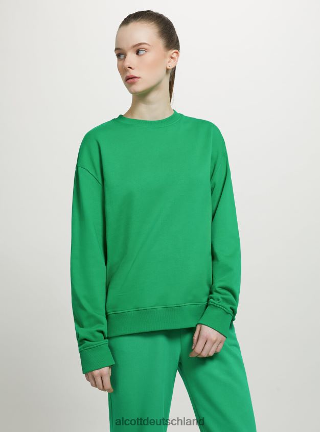 Kleidung de Alcott Frauen Einfarbiges Sweatshirt mit Rundhalsausschnitt aus Baumwolle wh2 weiß 88J68R73