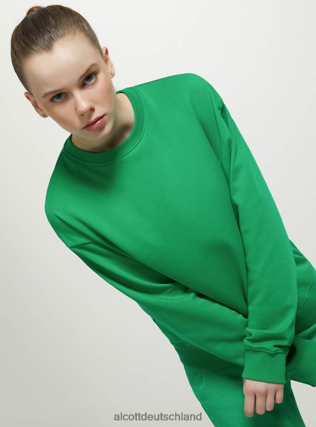 Kleidung de Alcott Frauen Einfarbiges Sweatshirt mit Rundhalsausschnitt aus Baumwolle wh2 weiß 88J68R73