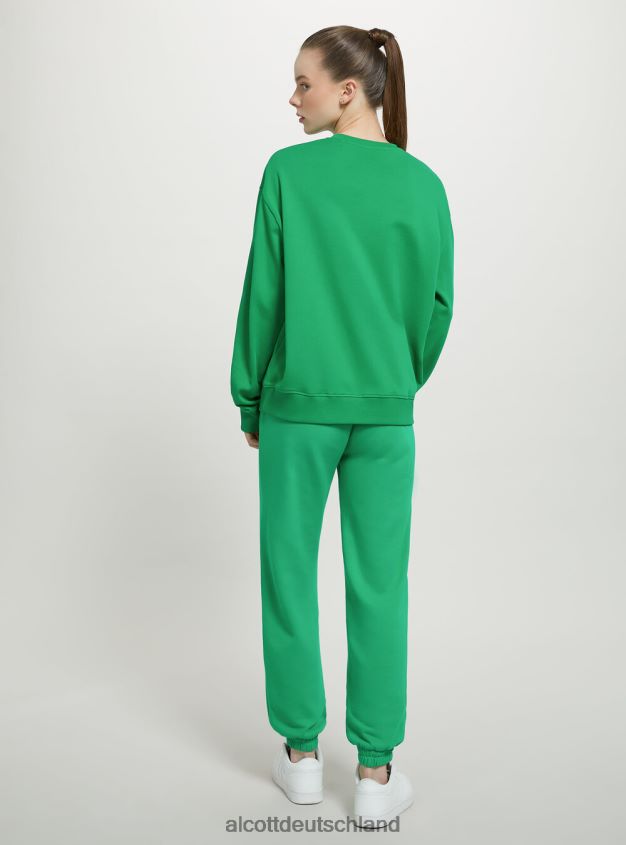 Kleidung de Alcott Frauen Einfarbiges Sweatshirt mit Rundhalsausschnitt aus Baumwolle wh2 weiß 88J68R73