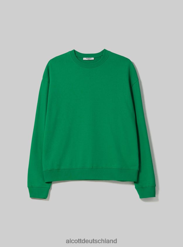 Kleidung de Alcott Frauen Einfarbiges Sweatshirt mit Rundhalsausschnitt aus Baumwolle wh2 weiß 88J68R73