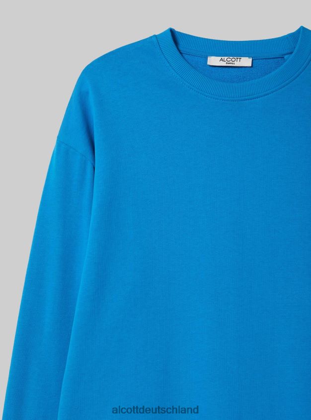 Kleidung de Alcott Frauen Einfarbiges Sweatshirt mit Rundhalsausschnitt aus Baumwolle wh2 weiß 88J68R76