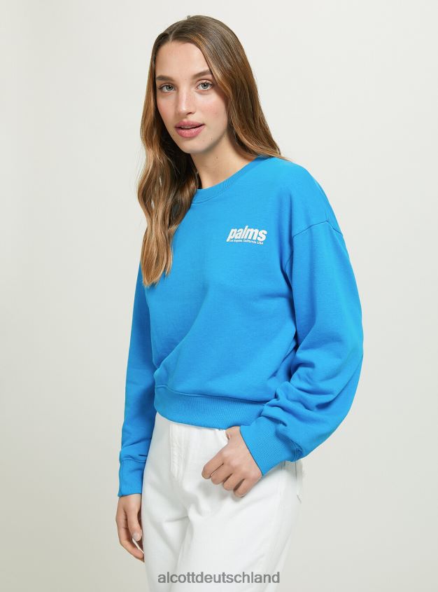 Kleidung de Alcott Frauen Kurzes Sweatshirt mit Schriftzug-Print bk1 schwarz 88J68R119