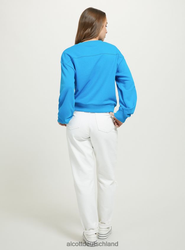 Kleidung de Alcott Frauen Kurzes Sweatshirt mit Schriftzug-Print bk1 schwarz 88J68R119