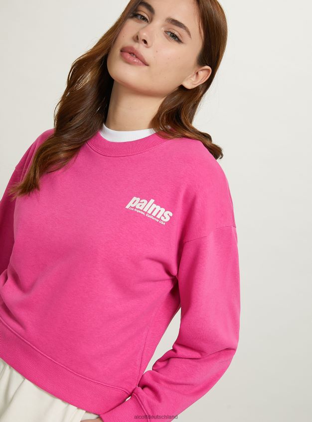 Kleidung de Alcott Frauen Kurzes Sweatshirt mit Schriftzug-Print bk1 schwarz 88J68R356